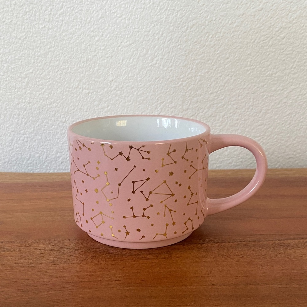 Eccolo celestial mug pink gold porcelain stoneware stars coffee cup tea gift